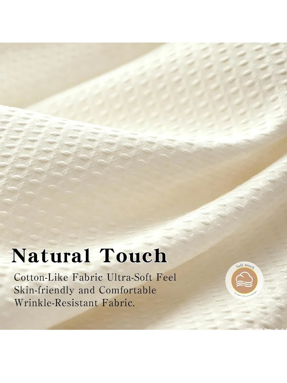 Fabric Waffle Shower Curtain 72x72in Bathroom Curtain Cream
